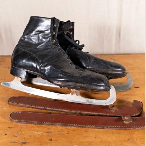 Vintage black leather lace - vintage, lace-up