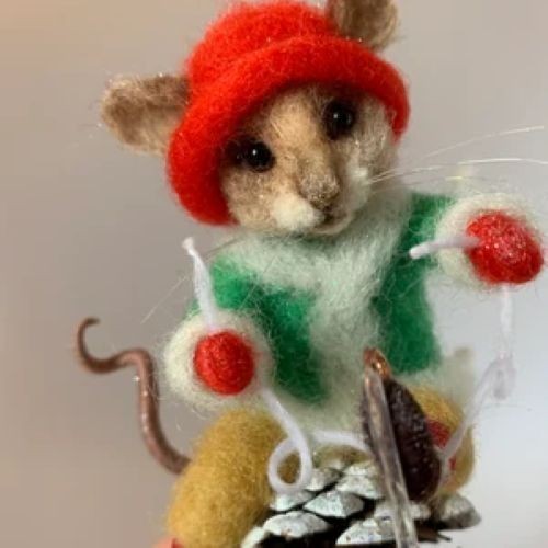 Cute ice skating mouse - ice, by
