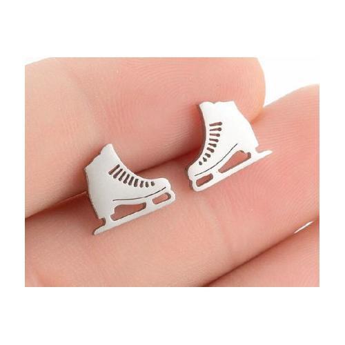 Silver ice skate earring - ice,