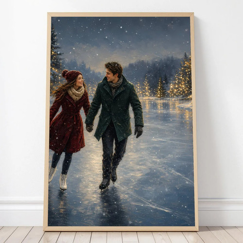 Couple ice skating - skating, winter