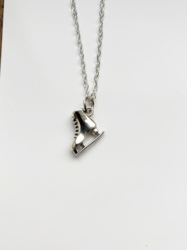 Ice skate silver necklace - ice,